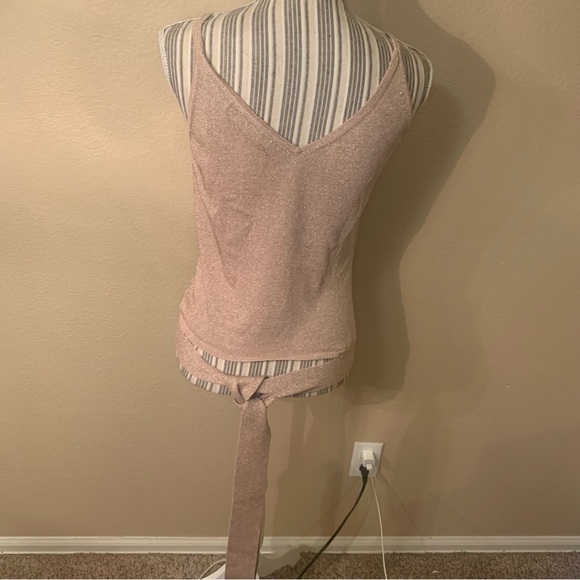 NEW Express Top Large Pale Pink Silk Metallic Wrap Strap Sleeveless Tank - Picture 9 of 16